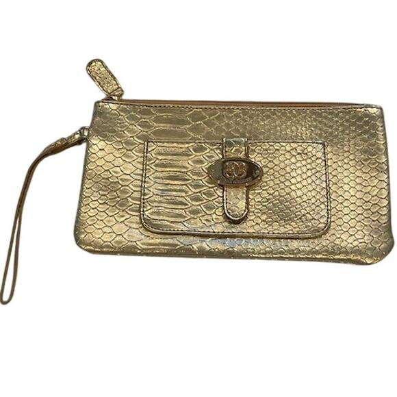 Sharif 1827 Gold Make-up bag with wristlet strap, women's. - Picture 1 of 7
